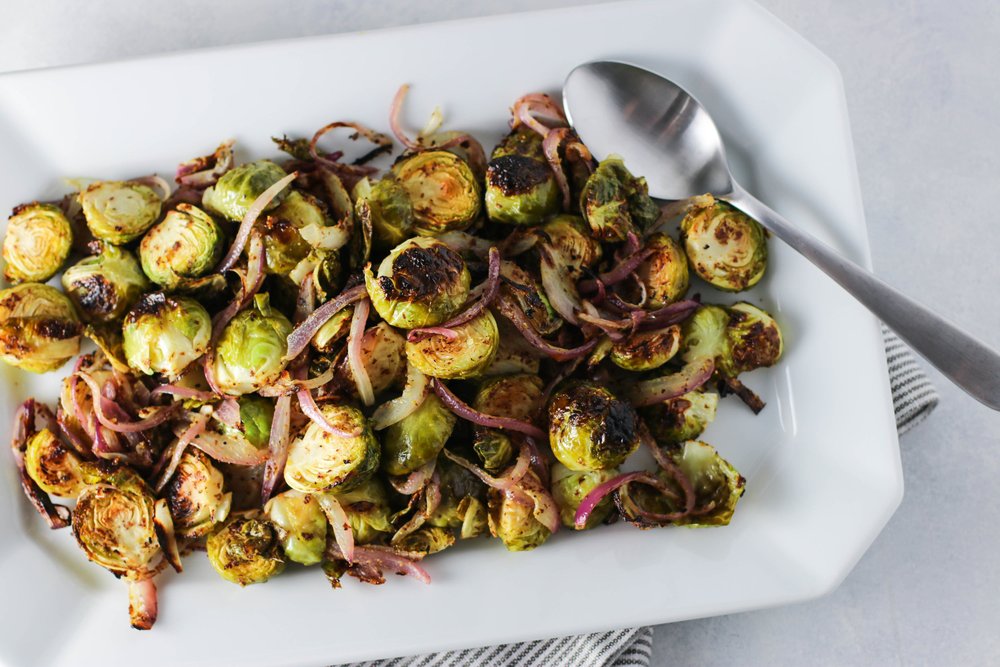 Maple Dijon Roasted Brussels Sprouts