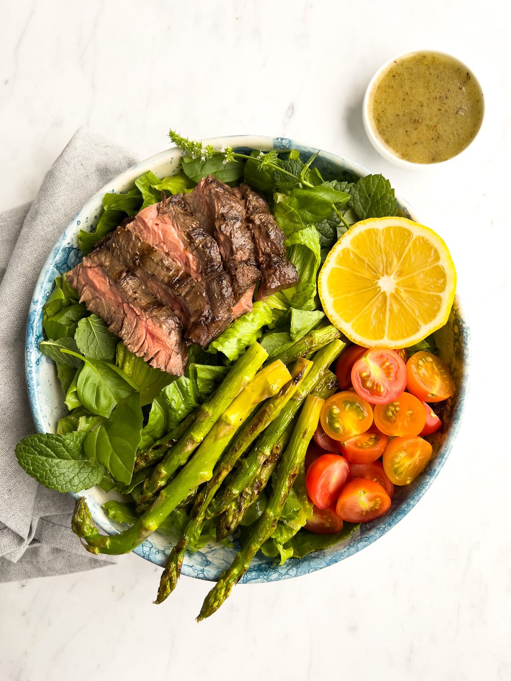 Grilled Steak Salad with Lemon Mediterranean Dressing – Sarah Wragge Wellness