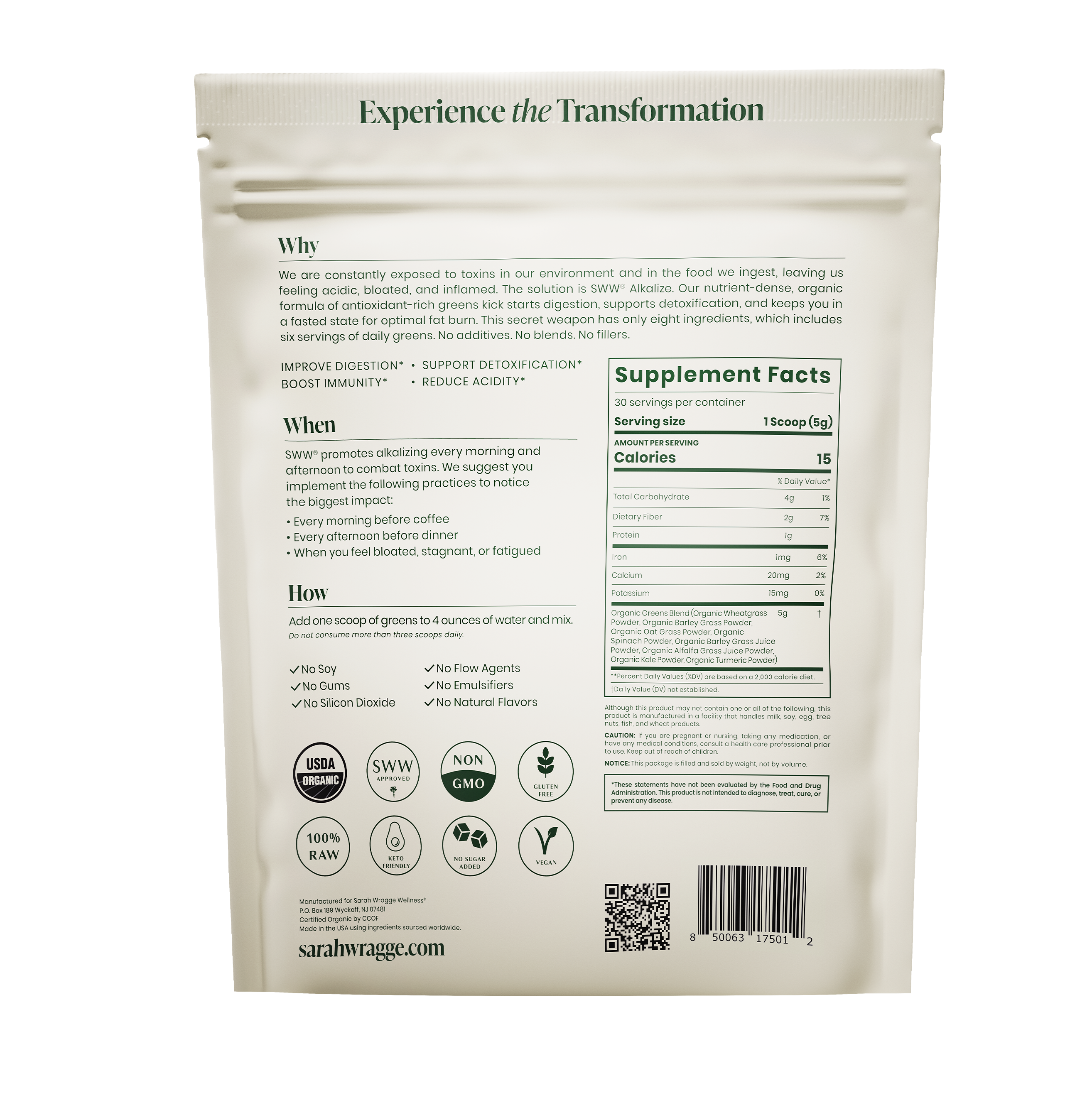 SWW® Alkalize Detoxifying Greens Powder