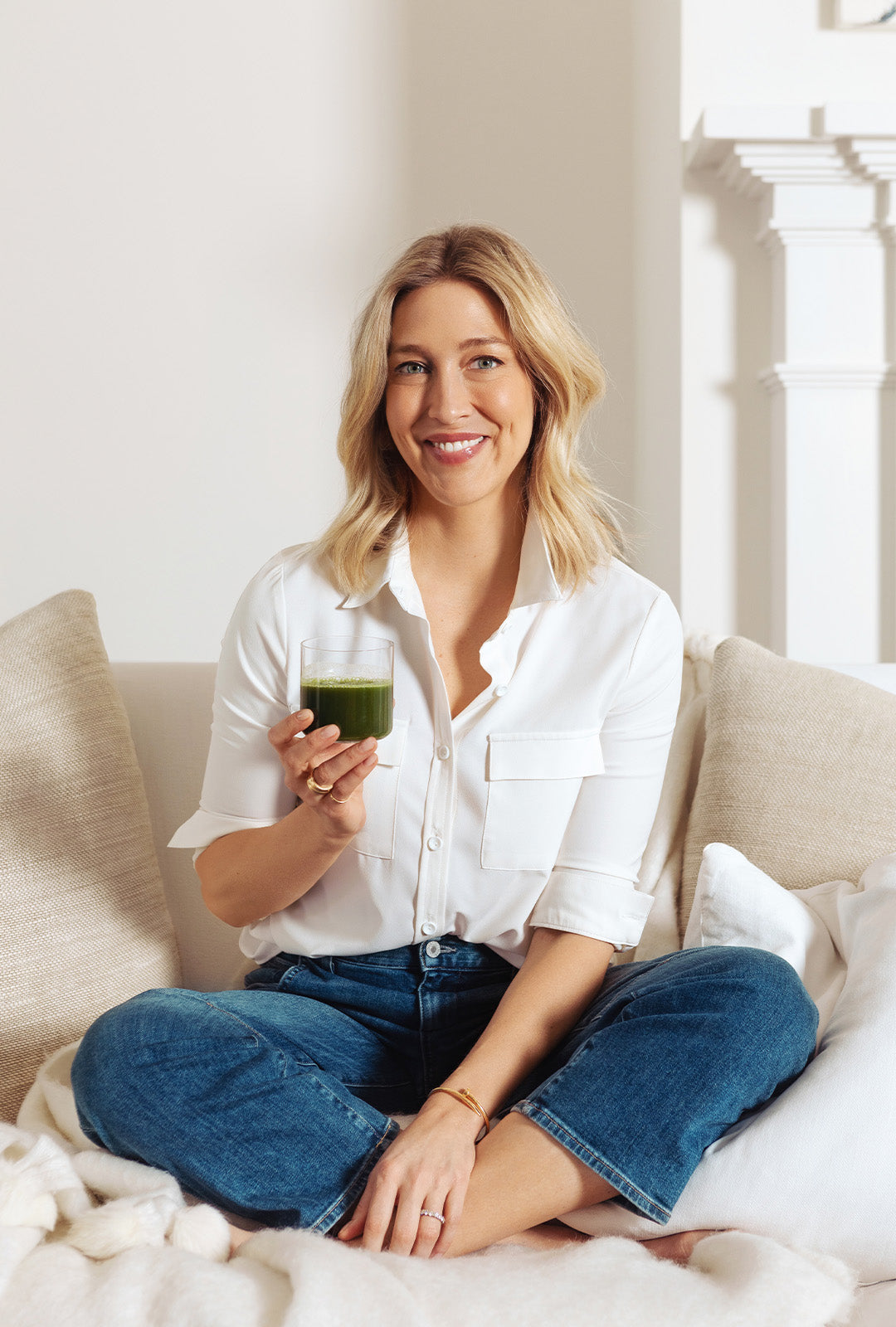 Sarah Wragge drinking SWW® Alkalize Greens Powder