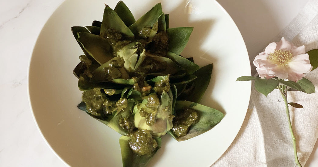 Steamed Artichokes with Salsa Verde