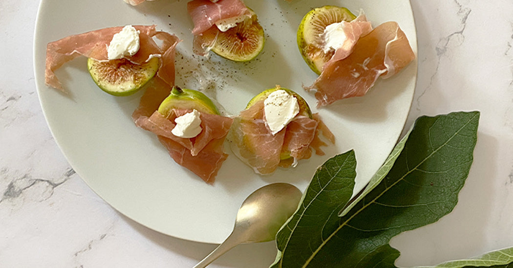 Fresh Fig with Spreadable Goat Cheese and Cured Italian Ham Recipe