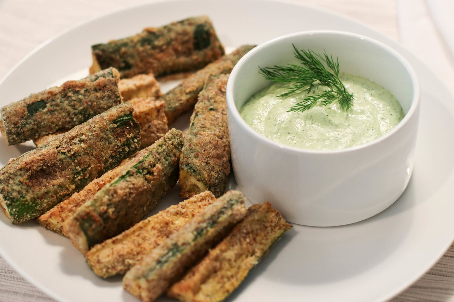 Baked Zucchini Fingers with Cashew Dill Ranch