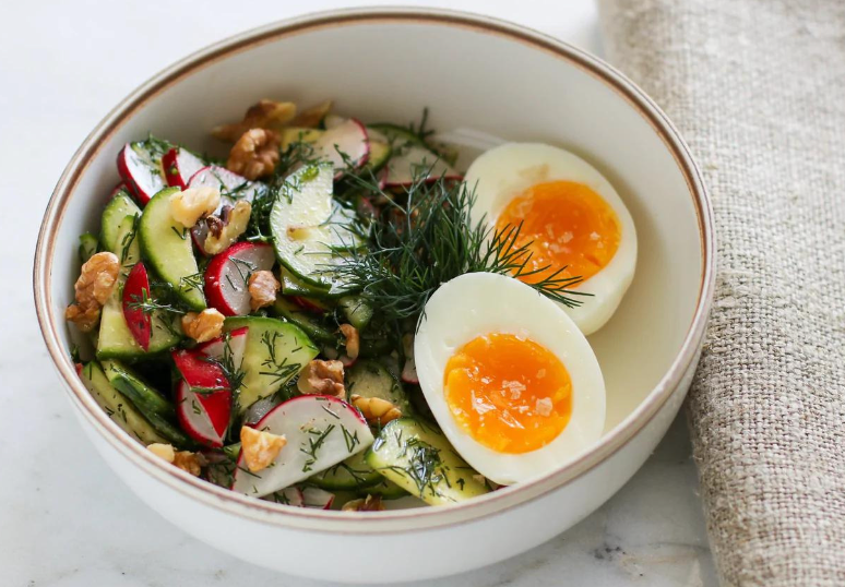 Soft-boiled Egg + A Cucumber Radish Breakfast Salad