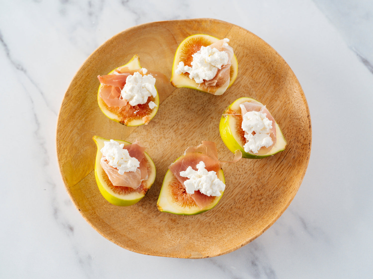 Fresh Fig with Spreadable Goat Cheese and Cured Italian Ham
