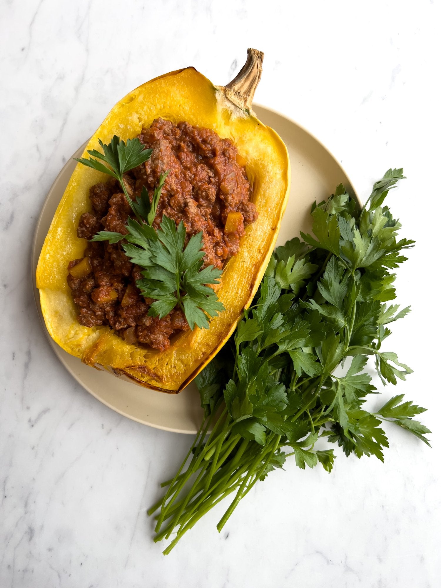 Baked Spaghetti Squash Boat with Bolognese