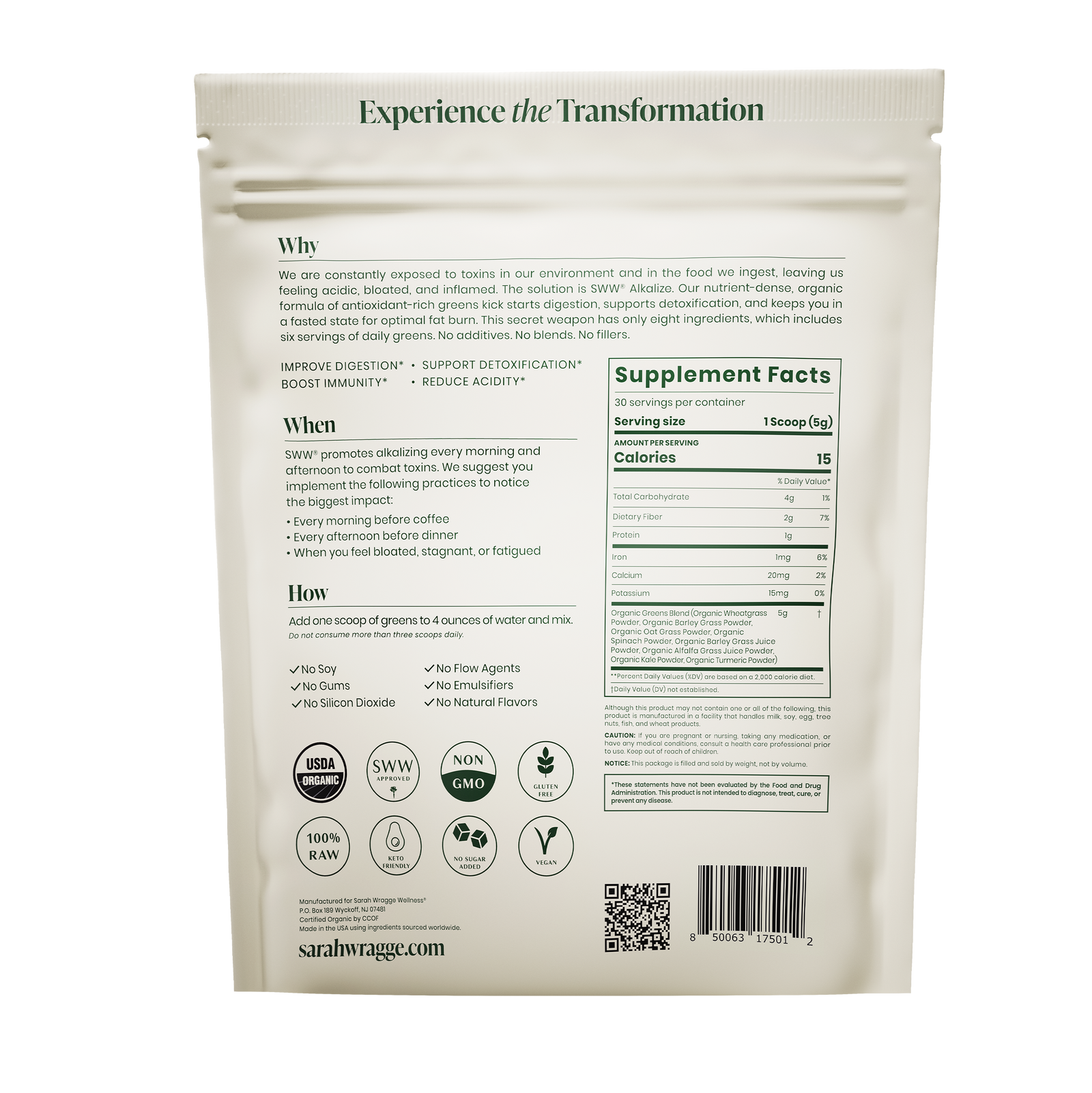 SWW® Alkalize Detoxifying Greens Powder